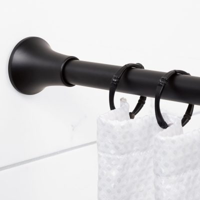 Bath | 86 In. Matte Black Aluminum Shower Rod Bath Bath