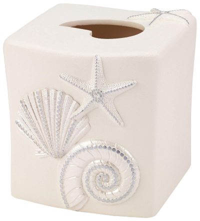 Bath | Blue Sequin Shell Tissue Box Cover Bath Bath