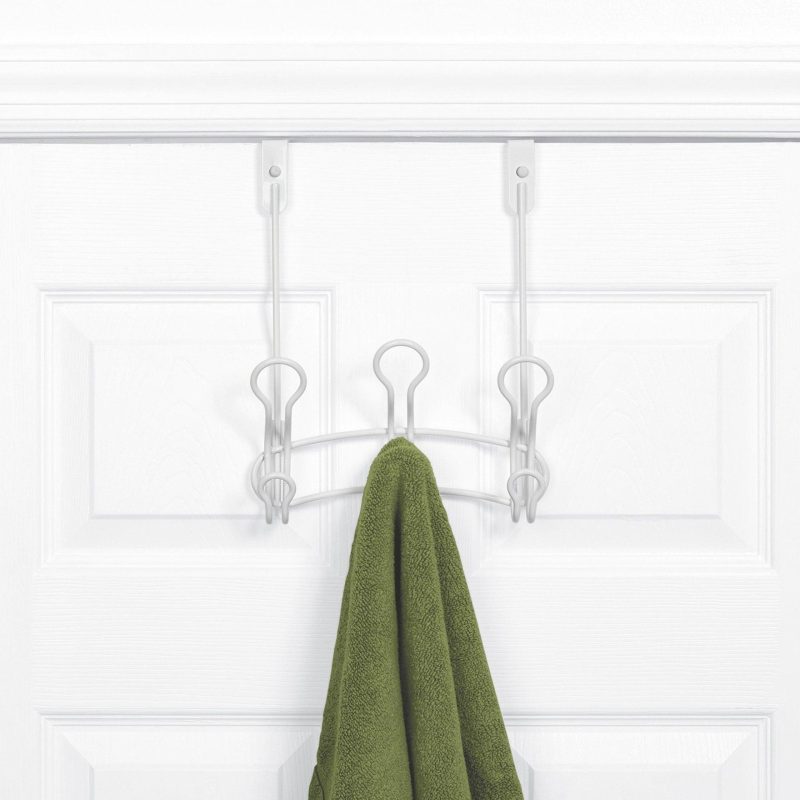 Bath | White 3 Hook Over The Door Rack Bath Bath