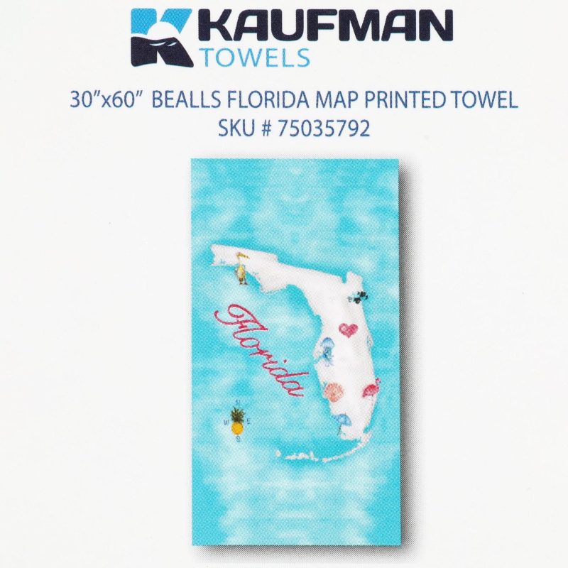 Beach & Pool | 30X60 Florida Map Print Beach Towel Beach & Pool Beach & Pool