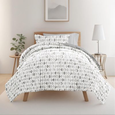 Bedding | 8 Piece Light Gray Patterned Comforter Dorm Set Bundle Bedding Bedding