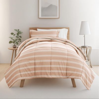 Bedding | 8 Piece Rose Pink Patterned Comforter Dorm Set Bundle Bedding Bedding