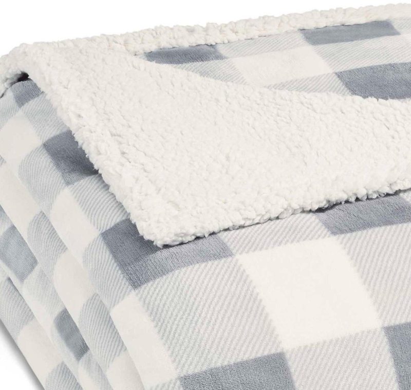 Bedding | Grey Mountain Plaid Sherpa Blanket Bedding Bedding