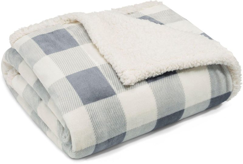 Bedding | Mountain Plaid Sherpa Throw Blanket Bedding Bedding