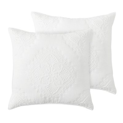 Bedding | Muslin Stitch White Euro Sham Set Of 2 Bedding Bedding