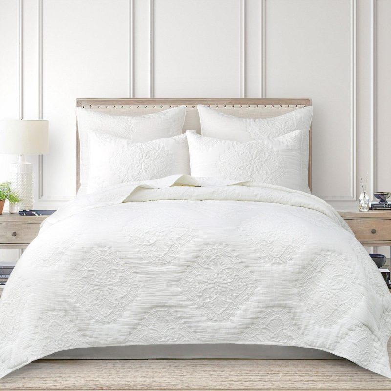 Bedding | Muslin Stitch White Euro Sham Set Of 2 Bedding Bedding