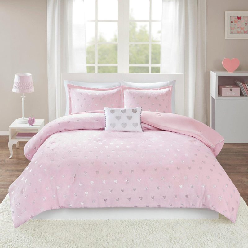 Bedding | Rosalie Metallic Printed Plush Comforter Set Bedding Bedding