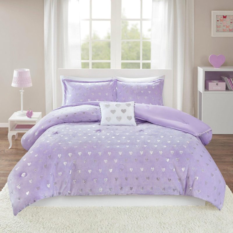 Bedding | Rosalie Metallic Printed Plush Comforter Set Bedding Bedding