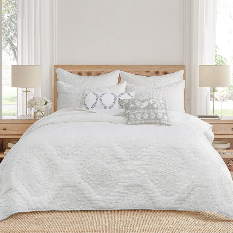 Bedding | White Muslin Quilt & Sham Set Bedding Bedding