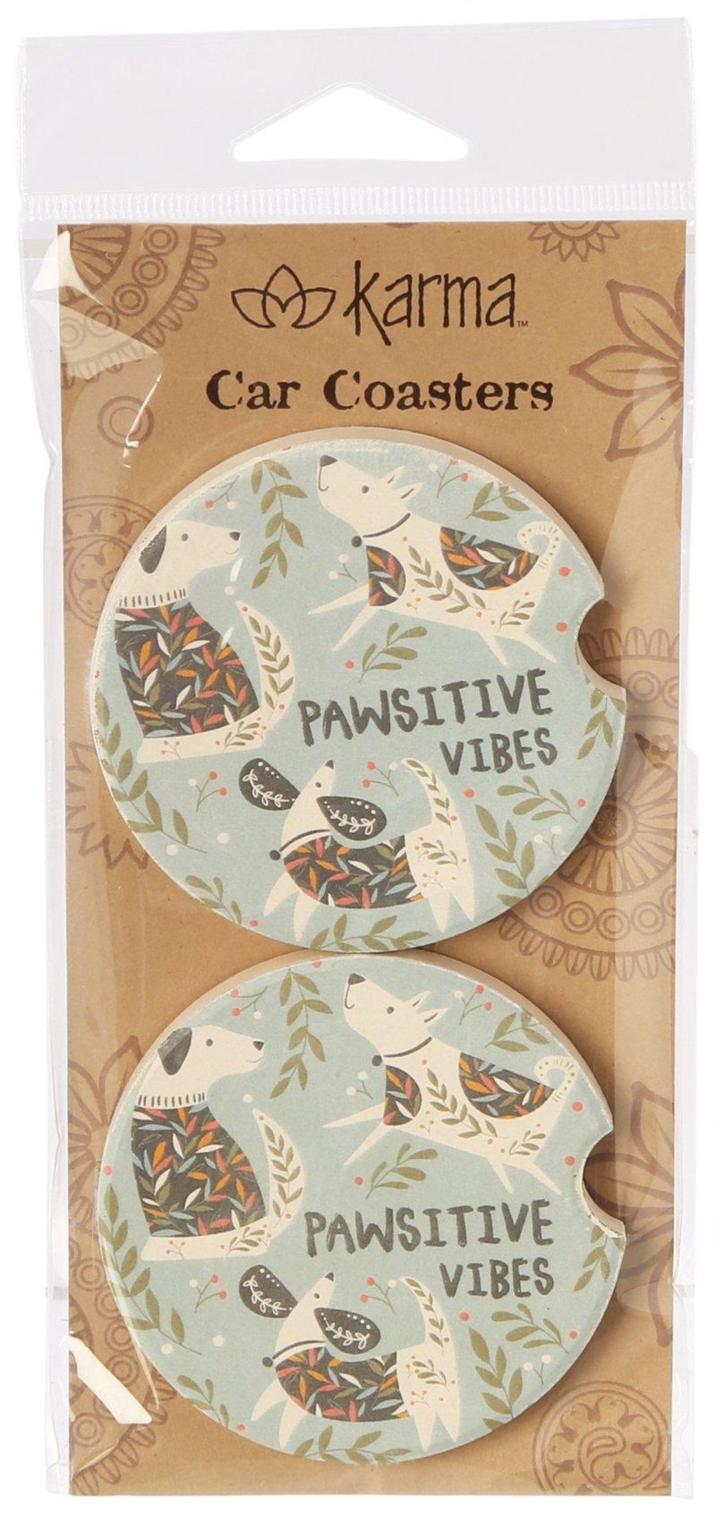 Electronics, Gadgets & Gifts | 2-Pc. Dog Pawsitive Vibes Car Coaster Set Electronics, Gadgets & Gifts BLUE MULTI