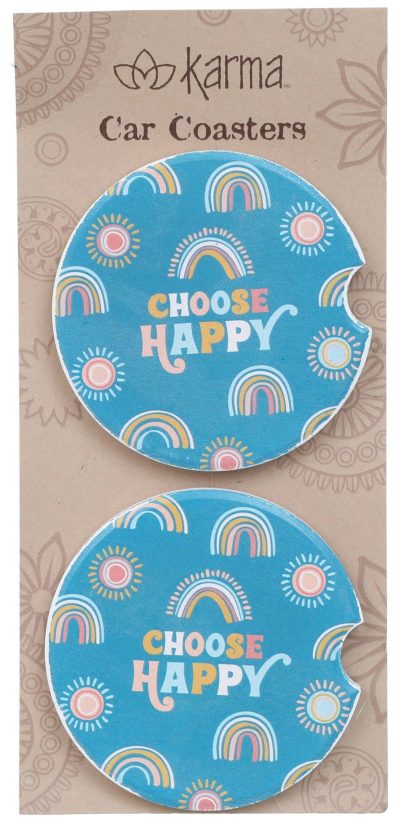 Electronics, Gadgets & Gifts | 2-Pc. Rainbow Choose Happy Car Coaster Set Electronics, Gadgets & Gifts BLUE MULTI