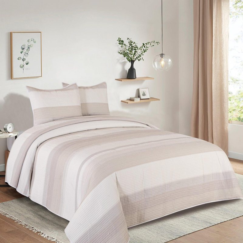 Featured Brands | Wade Waffle Yarn Dyed Stripe Quilt Set Featured Brands BLUSH