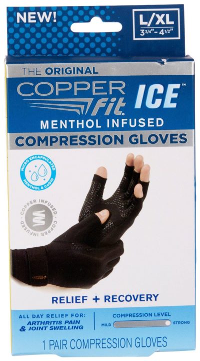 Health & Wellness | 1-Pr. Ice Menthol Infused Compression Gloves Health & Wellness BLACK LARGE/XLARGE