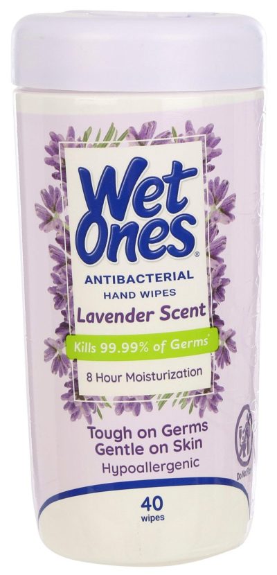 Health & Wellness | 40-Pack Lavendar Antibacterial Hand Wipes BEIGE/GREEN