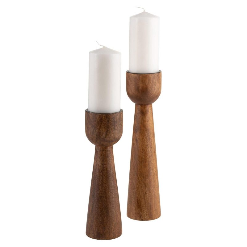 Home Décor | 12" Wood Candle Holder Decor Home Décor BROWN