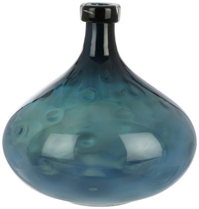 Home Décor | 13 In. Dimpled Glass Vase Home Décor BLUE