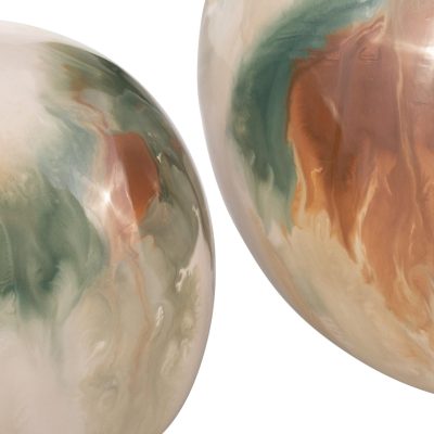 Home Décor | 3 Pc Abstract Painted Orb Decor BEIGE/GREEN