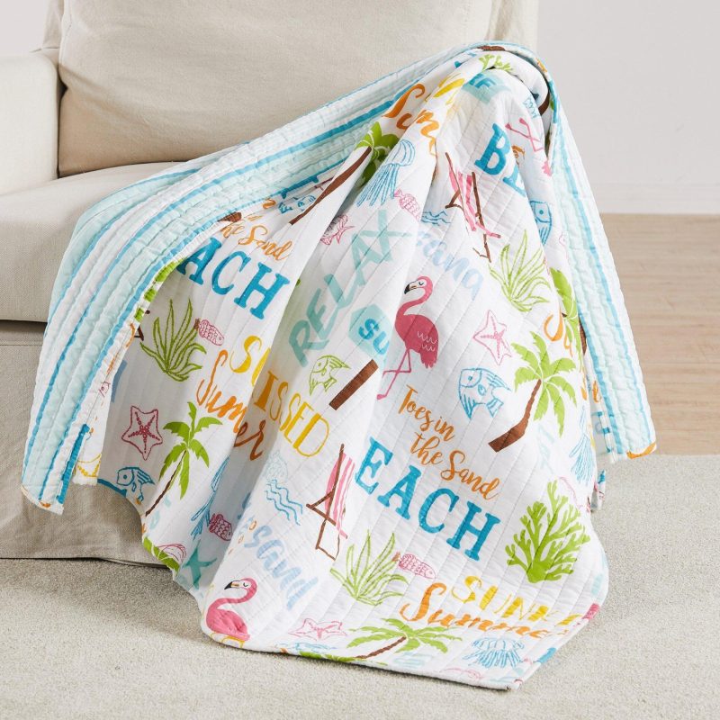 Home Décor | Coastal Beach Days Quilted Reversible Throw Bedding Bedding