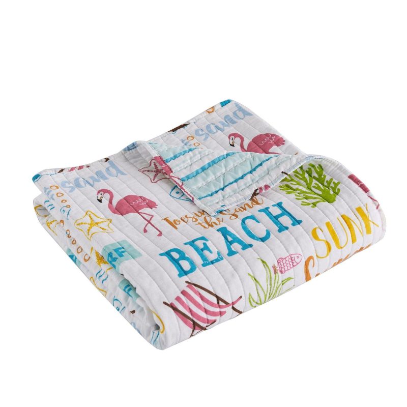 Home Décor | Coastal Beach Days Quilted Reversible Throw Bedding Bedding