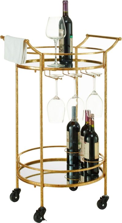 Home Décor | Glover Round Gold Metal Bar Cart Home Décor Home Décor