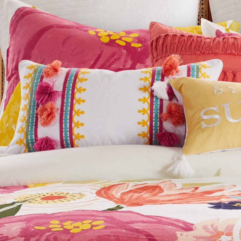 Home Décor | Grandiflora Embroidered Tassel Pillow Bedding Bedding