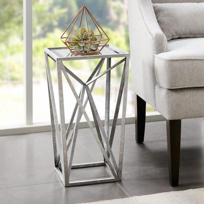 Home Décor | Jaye Silver Angular Mirror Accent Table Home Décor Home Décor