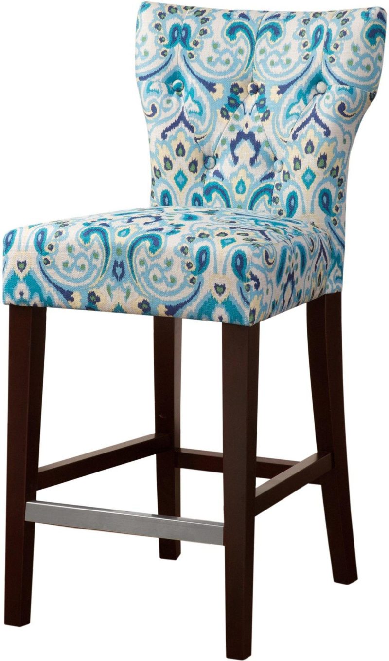 Home Décor | Saffron Damask Cushioned Bar Stool – 18X21X38 Home Décor BLUE MULTI