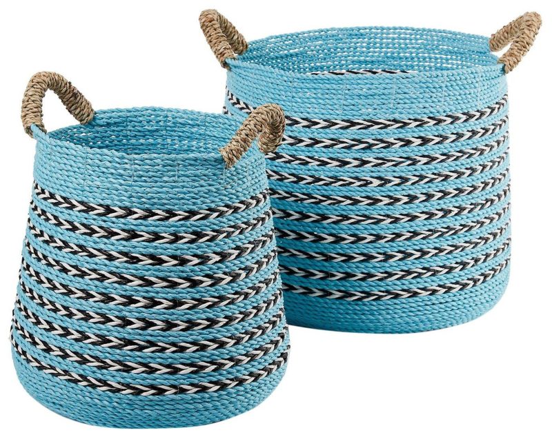 Home Décor | Tapered Raffia And Seagrass Basket Home Décor BLUE MULTI