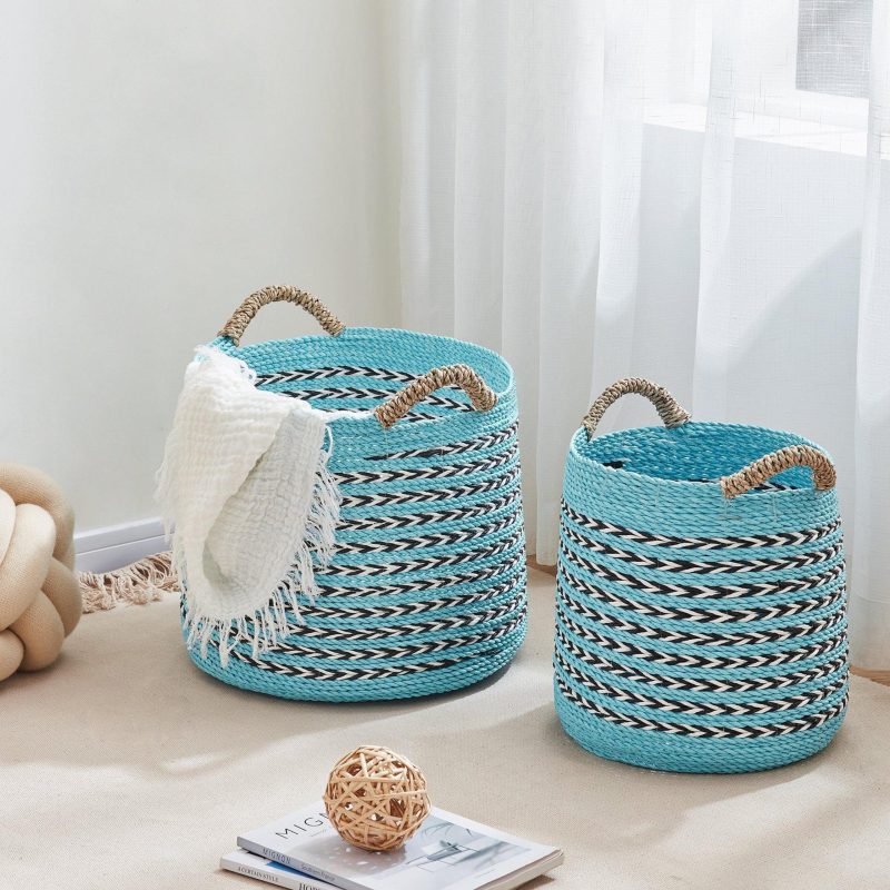 Home Décor | Tapered Raffia And Seagrass Basket Home Décor BLUE MULTI