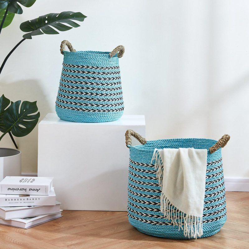 Home Décor | Tapered Raffia And Seagrass Basket Home Décor BLUE MULTI