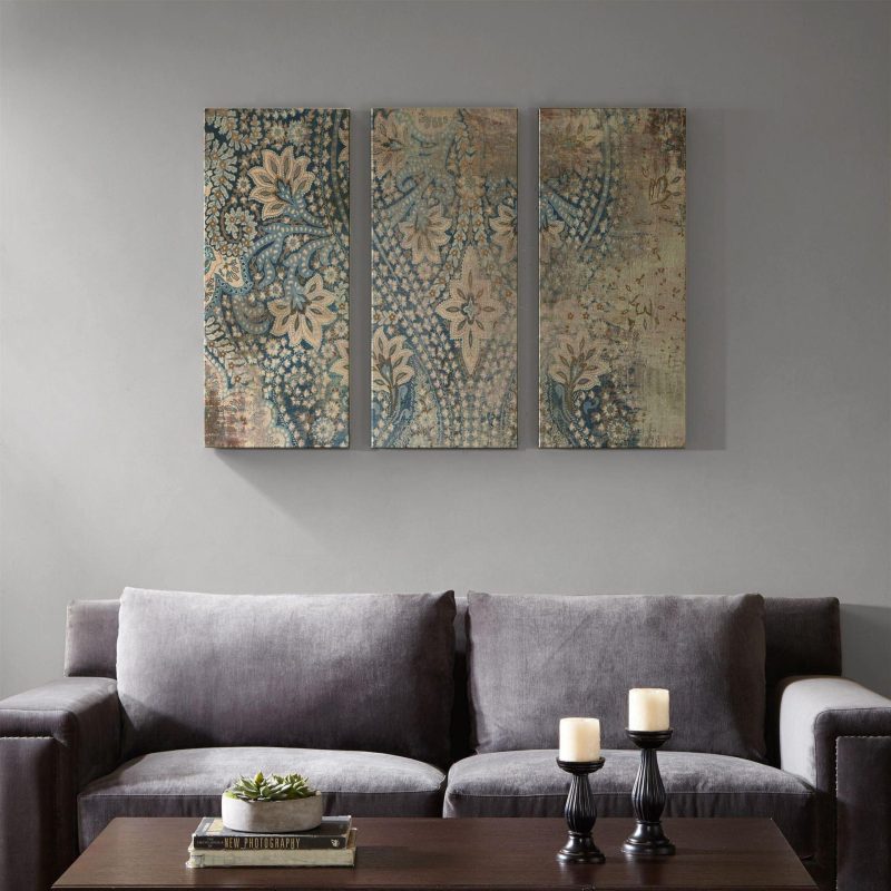 Home Décor | Weathered Damask Walls 3-Pc. Canvas Wall Art Home Décor Home Décor