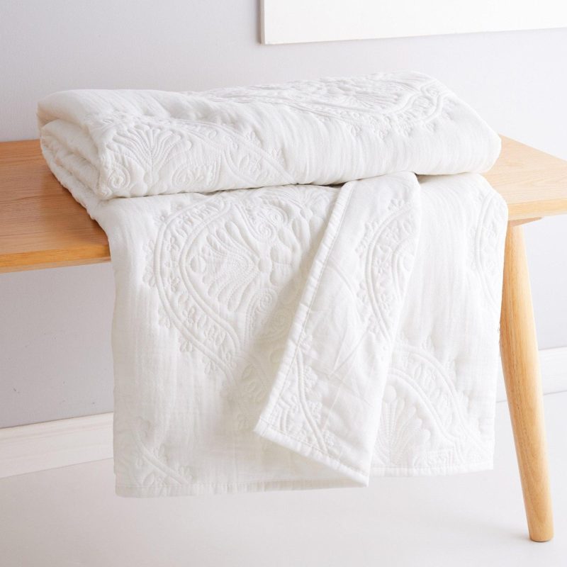 Home Décor | White Muslin Throw Bedding Bedding