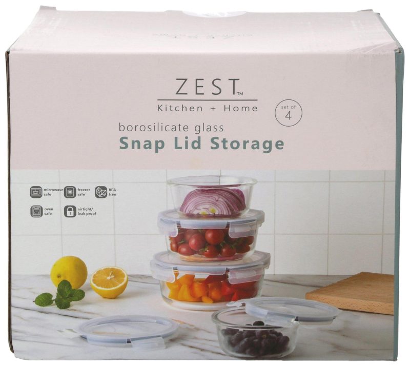 Kitchen & Dining | 8 Pc  Round Leak Proof Snap Lid Storage Container Set Featured Brands CLEAR