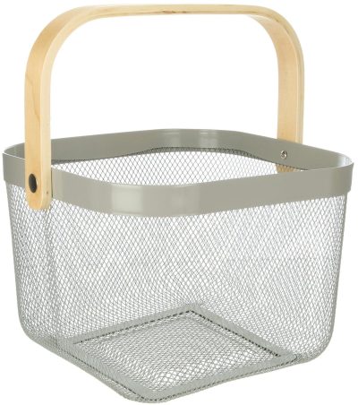 Kitchen & Dining | Grey Oak Studio 9X7 Stackable Basket With Wooden Handles Kitchen & Dining GREY