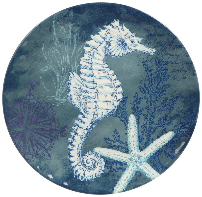 Kitchen & Dining | Seahorse Serving Plate Kitchen & Dining BLUE/WHITE