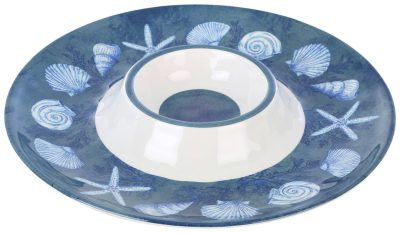 Kitchen & Dining | Seashell Chip & Dip Platter Kitchen & Dining BLUE