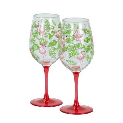 Kitchen & Dining | Set Of 2 Flamingo Long Stem Wine Glasses Kitchen & Dining Kitchen & Dining