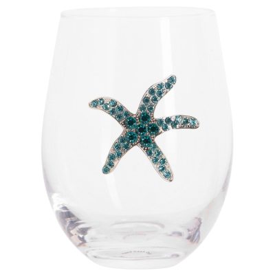 Kitchen & Dining | Stemless Starfish Wine Glass Kitchen & Dining CLEAR/BLUE