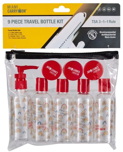 Luggage | 9-Pc. Rainbow Travel Bottle Kit Luggage CLEAR/PINK