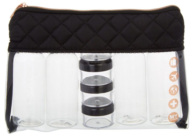 Luggage | 9-Pc. Travel Bottle & Jar Set Luggage BLACK/CLEAR