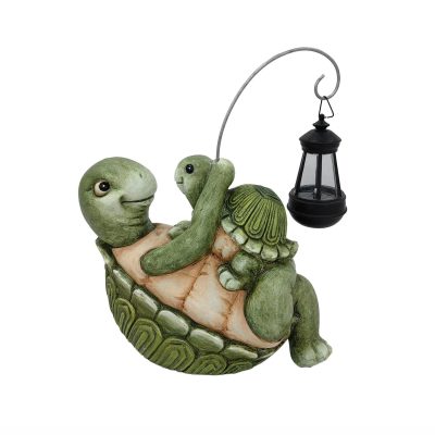 Outdoor Living | 13 In. Solar Light Mom & Me Turtle Garden Decor Outdoor Living GREEN