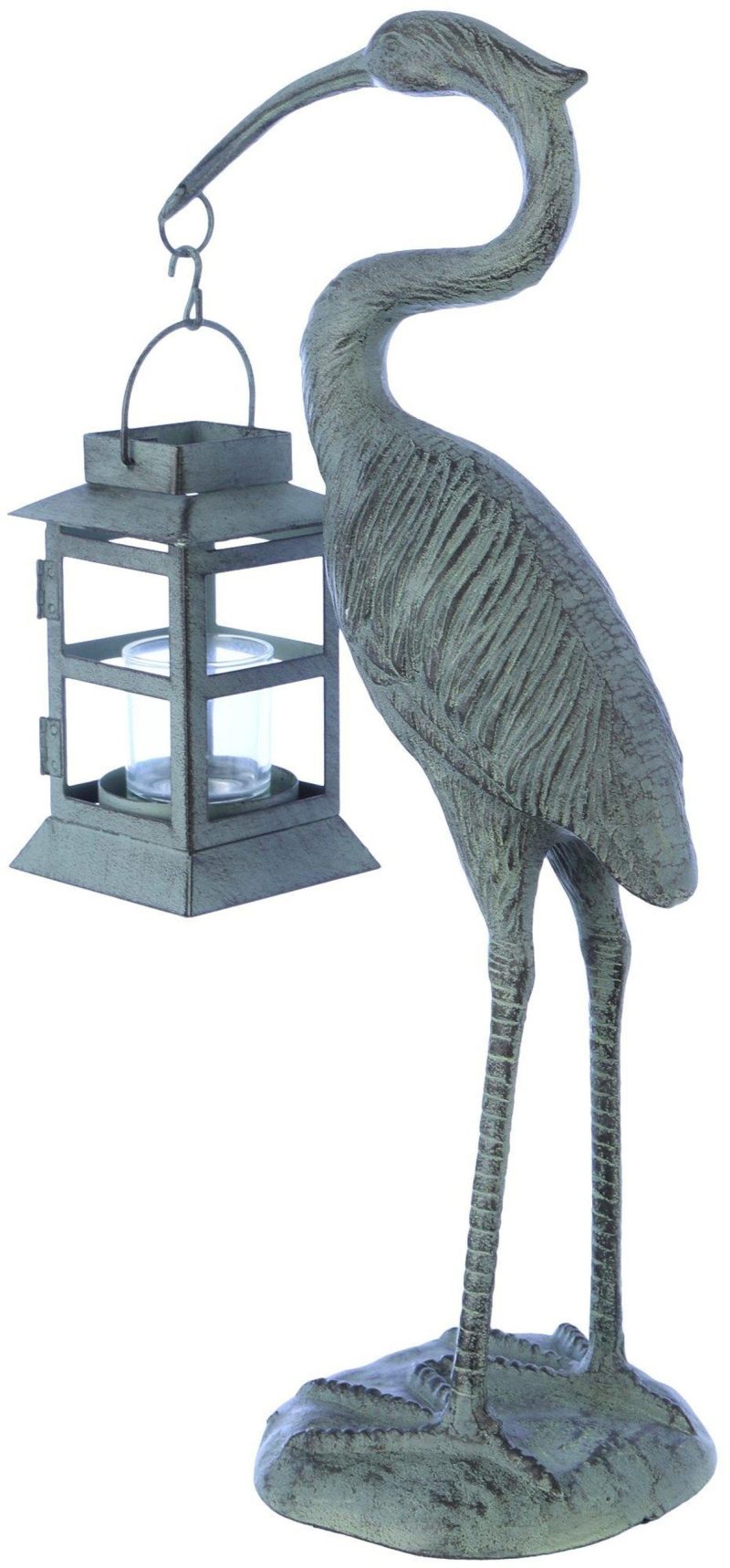 Outdoor Living | Crane With Lantern Garden Statue Outdoor Living GREY