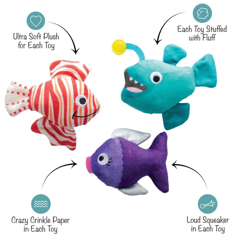 Pet | 3 Pc Fish Toys For Small Dogs Pet MULTI