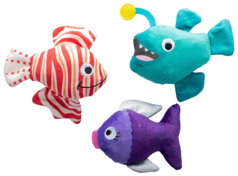 Pet | 3 Pc Fish Toys For Small Dogs Pet MULTI