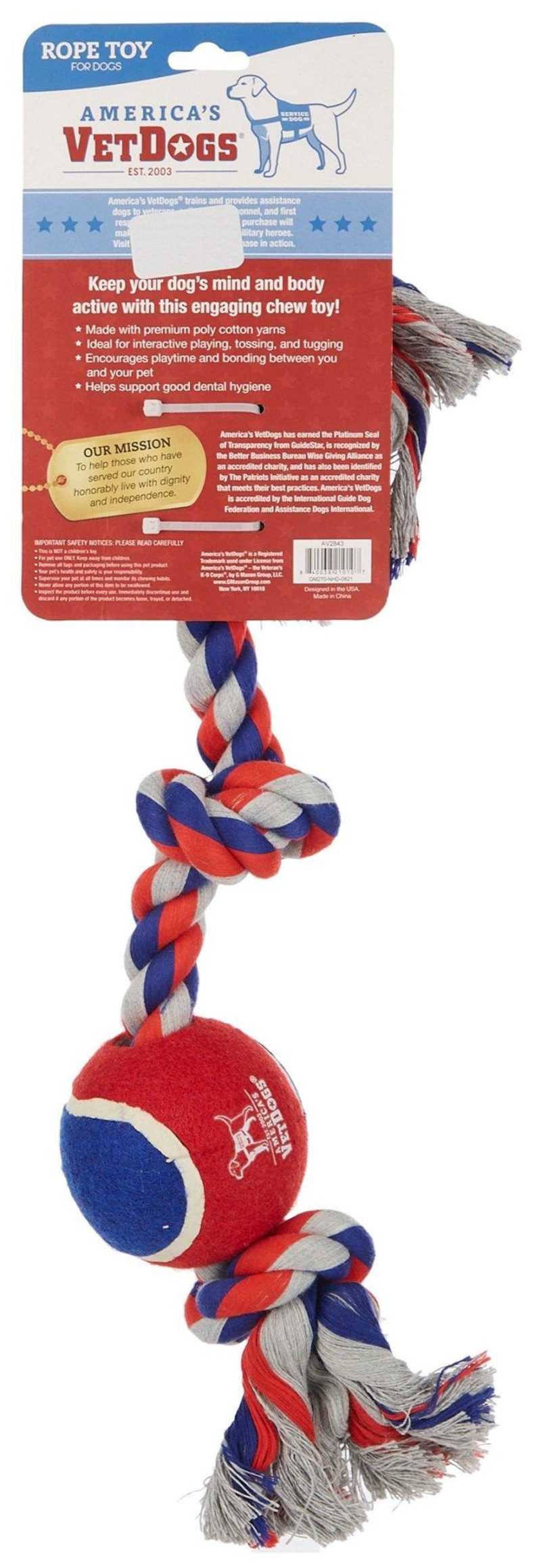 Pet | Americas Vet Dogs Knotted Tennis Ball Rope Dog Toy Pet Pet