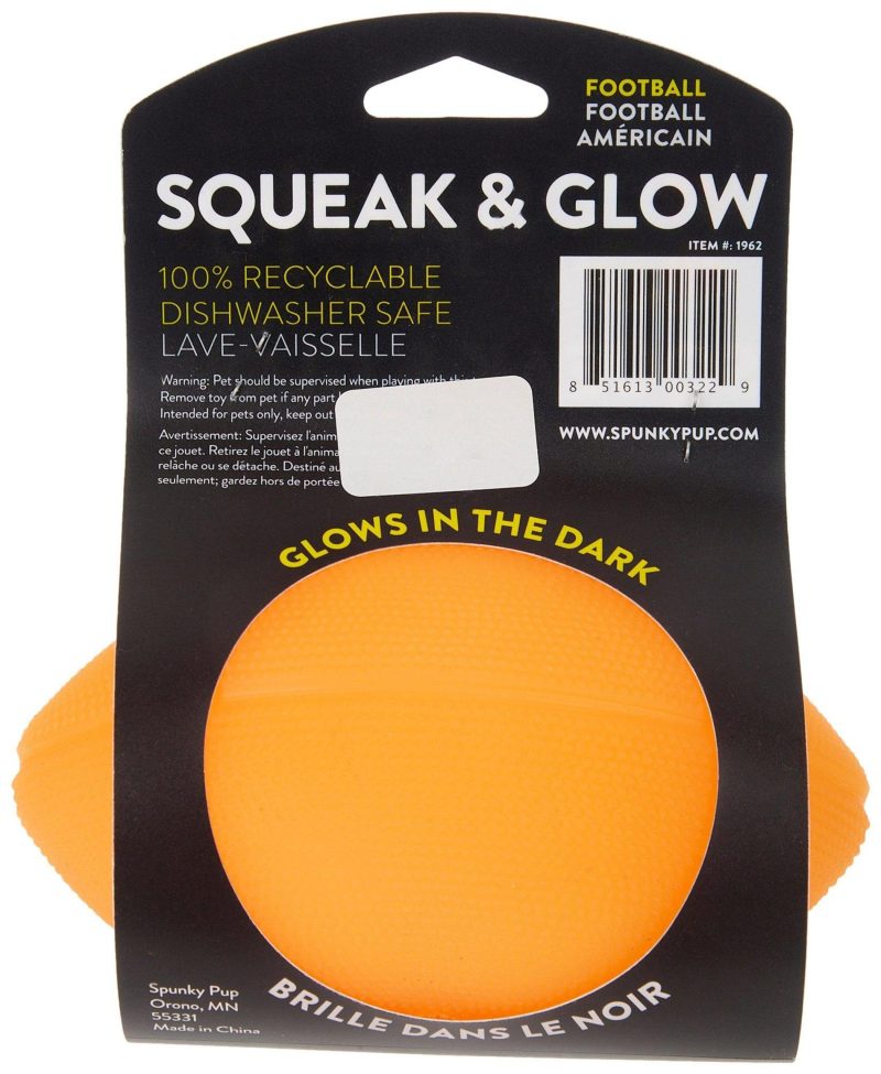 Pet | Fetch & Glow Sqeakable Dog Football Pet ORANGE