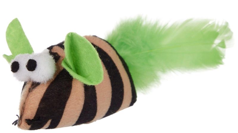 Pet | Striped Mouse Catnip Soft Cat Toy Pet BROWN/GREEN