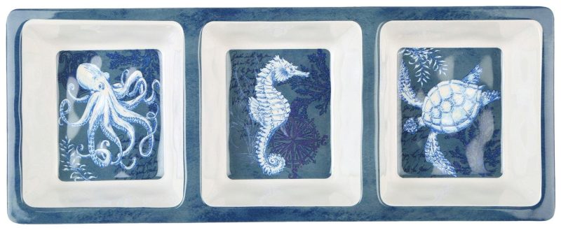 Outdoor Living | Marine Life 3 Section Serving Tray Kitchen & Dining BLUE