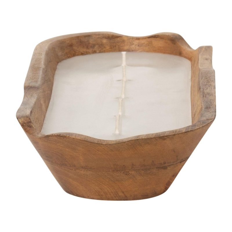 Outdoor Living | 15 In. Scented Wood Bowl Candle Featured Brands BROWN