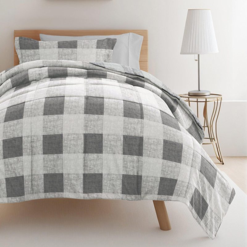 Bedding | 8 Piece Gray Patterned Comforter Dorm Set Bundle Bedding Bedding